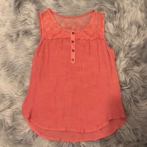 Coral colored button tank top
